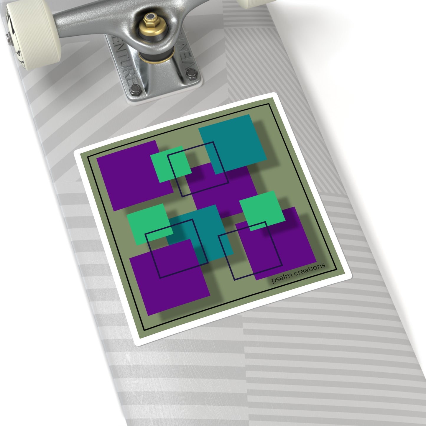 Abstract Geometric Squares Sticker — Purple & Teal Modern Art Vinyl