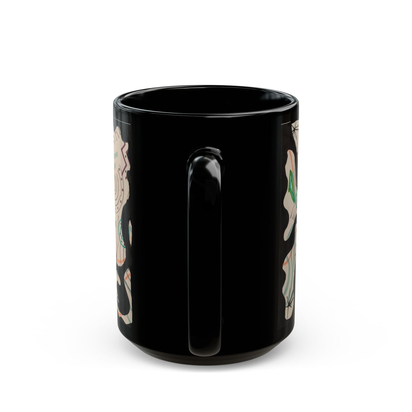Abstract Black Art Mug — Modern Geometric Swirl Design (11oz & 15oz)