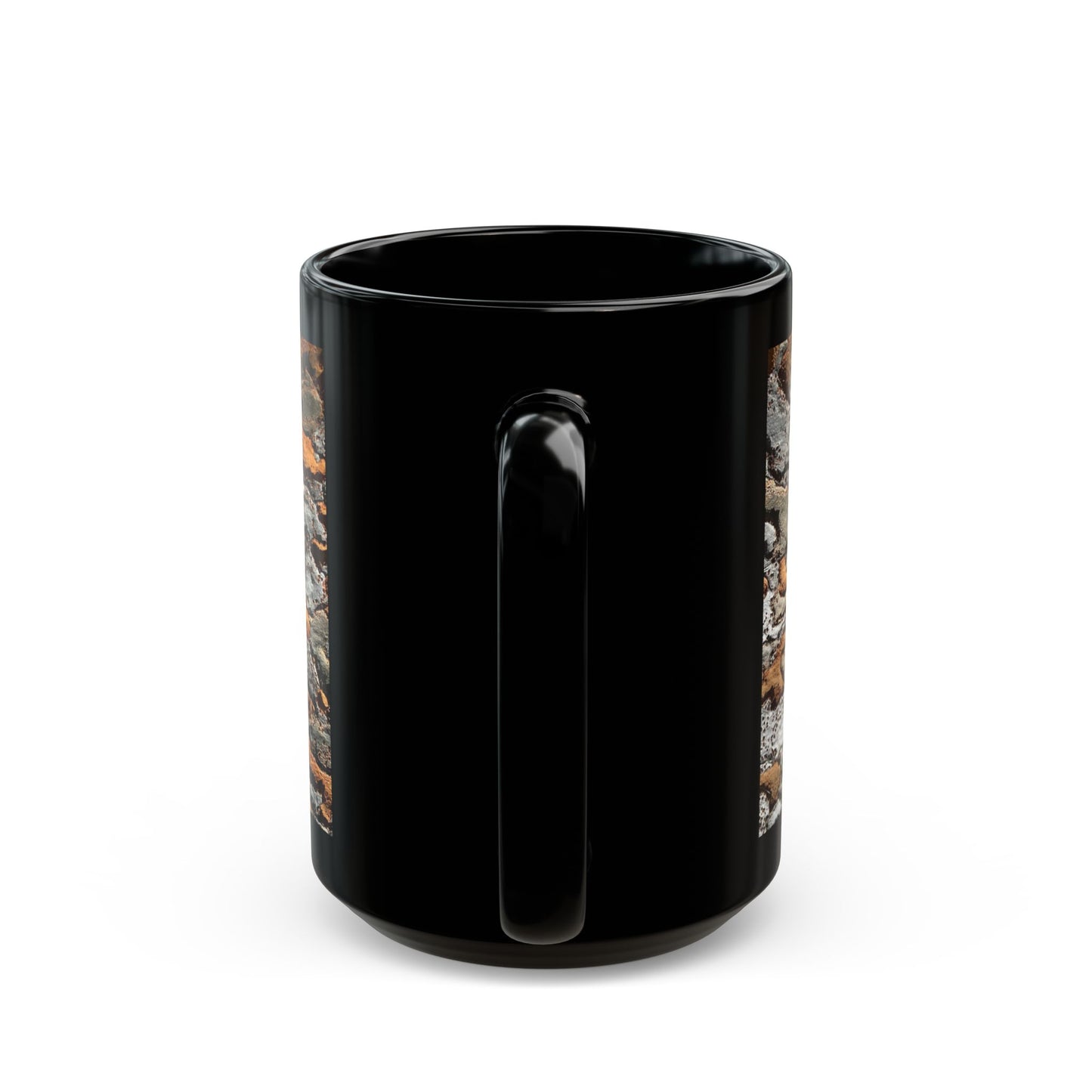 Rustic Birch Bark Pattern Mug — Nature-Inspired Black Ceramic Coffee Cup (11oz/15oz)