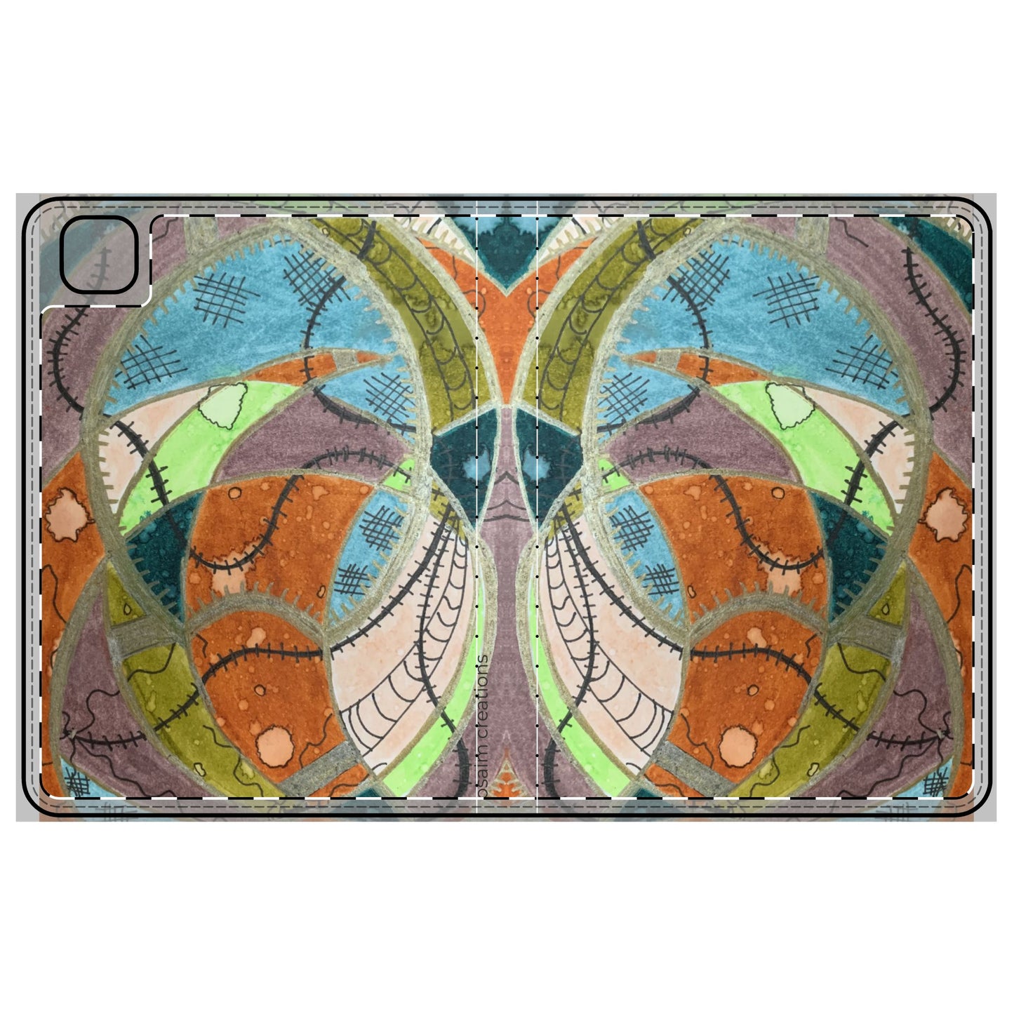 A Stitch in Time Tablet Folio Case — Colorful Symmetrical Art