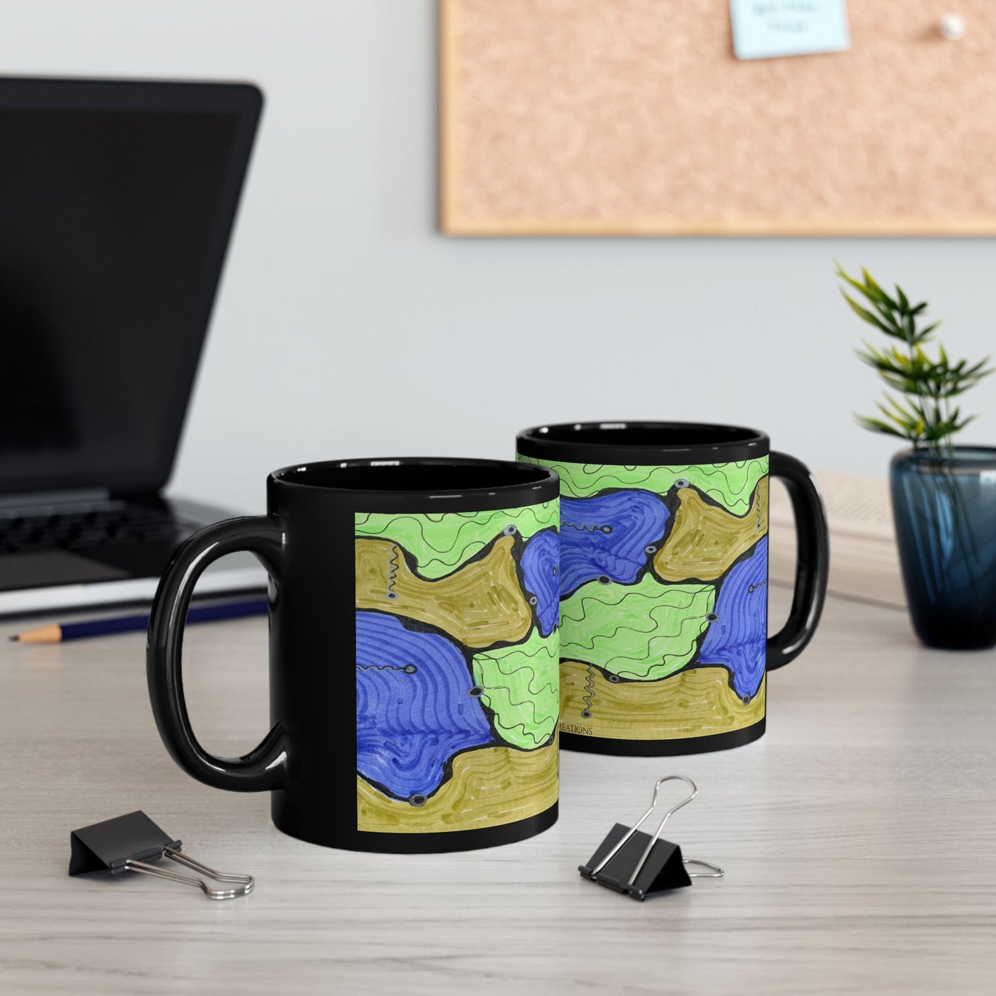 Fluid Abstract Black Mug — Colorful  Oceanic Art Coffee Cup (11oz/15oz)