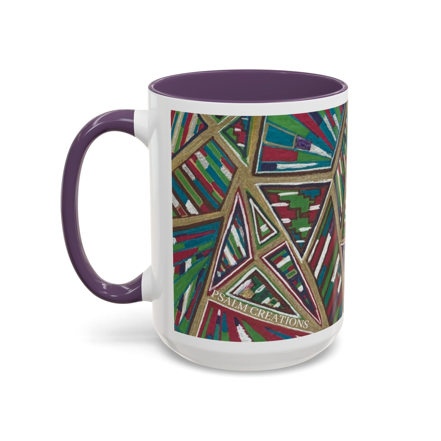 Geometric Abstract Accent Coffee Mug — Colorful Tribal Pattern 11/15oz