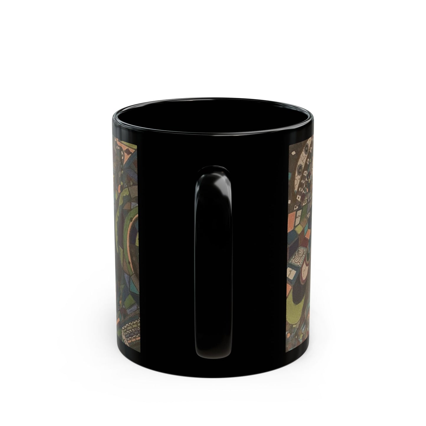 Abstract Boho Pattern Black Coffee Mug – Earthy Geometric Art 11oz/15oz