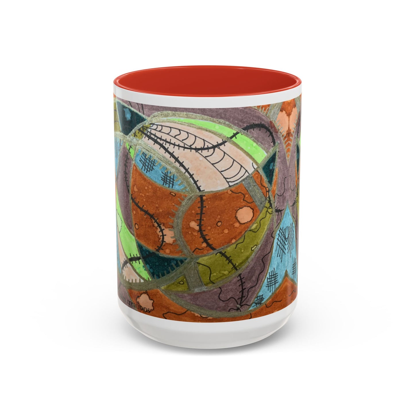 A Stitch in Time Accent Coffee Mug — Colorful Boho Art Ceramic