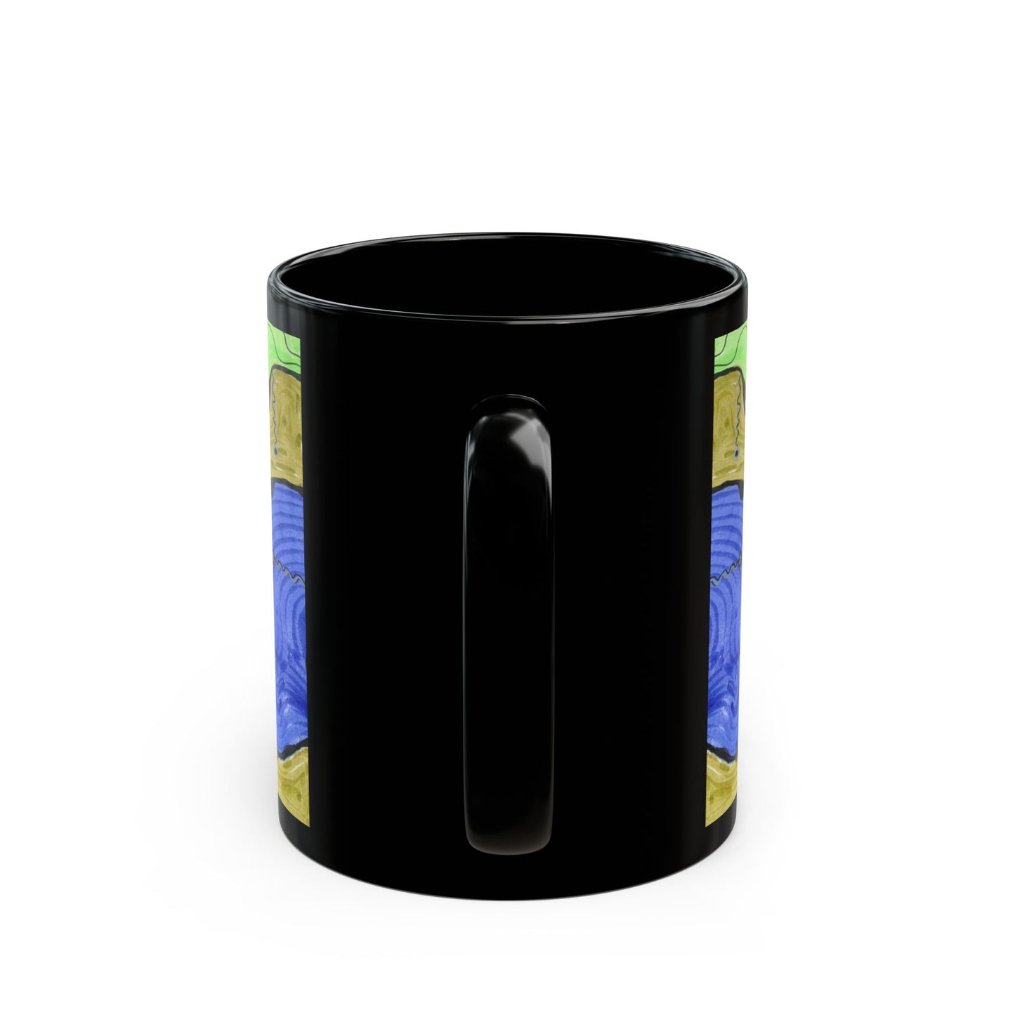 Fluid Abstract Black Mug — Colorful  Oceanic Art Coffee Cup (11oz/15oz)