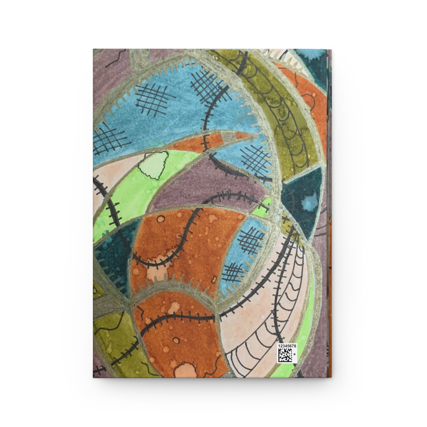 Abstract Patchwork Hardcover Journal — Colorful Stitched Art Notebook