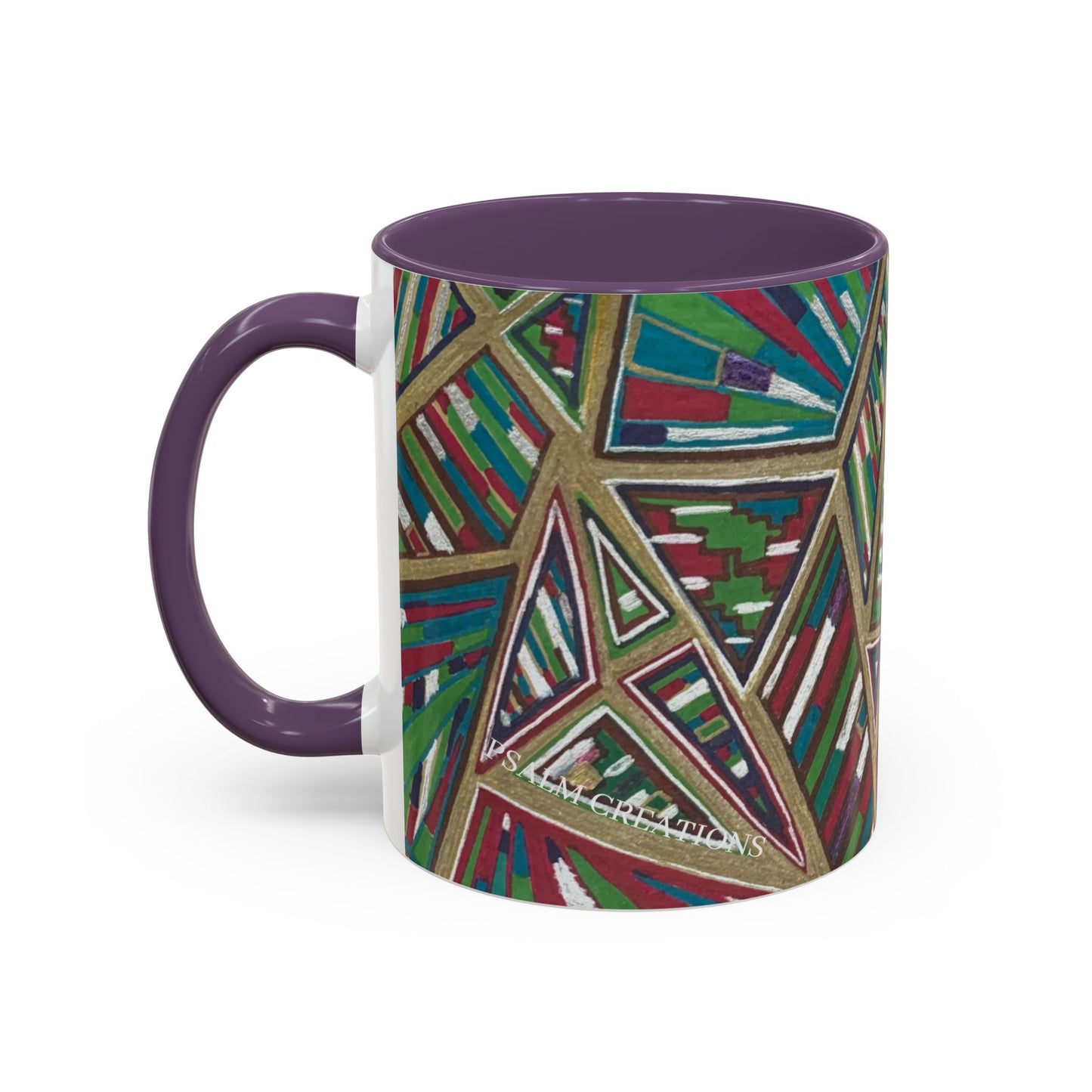 Geometric Abstract Accent Coffee Mug — Colorful Tribal Pattern 11/15oz