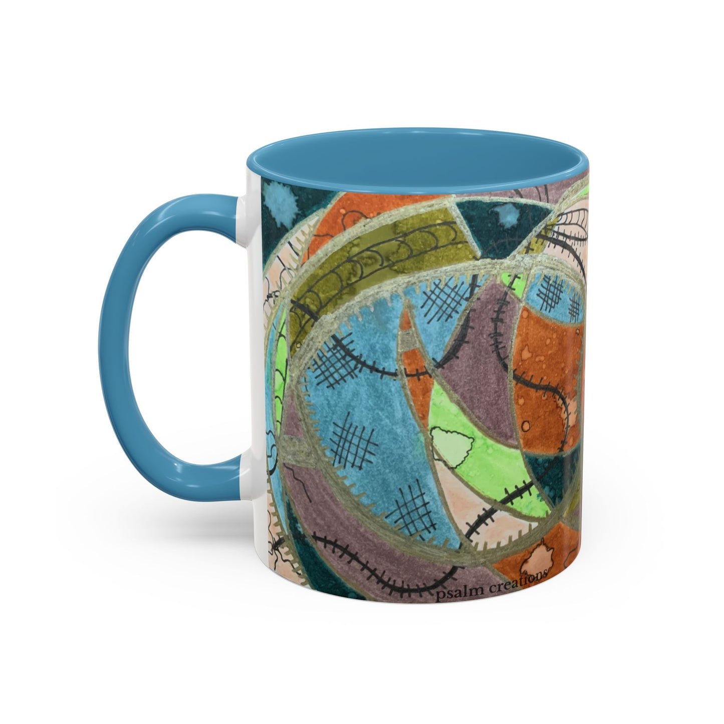 A Stitch in Time Accent Coffee Mug — Colorful Boho Art Ceramic
