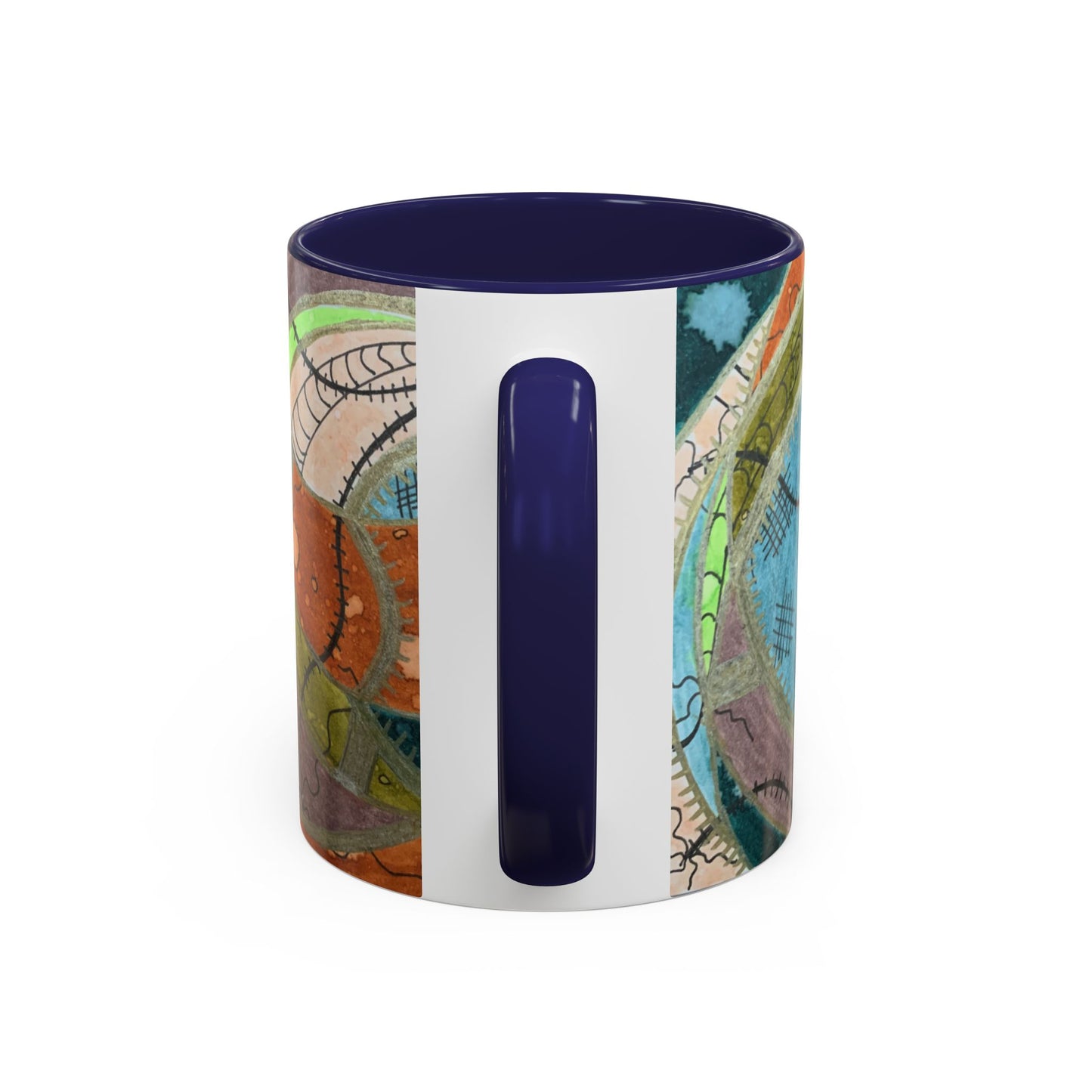 A Stitch in Time Accent Coffee Mug — Colorful Boho Art Ceramic