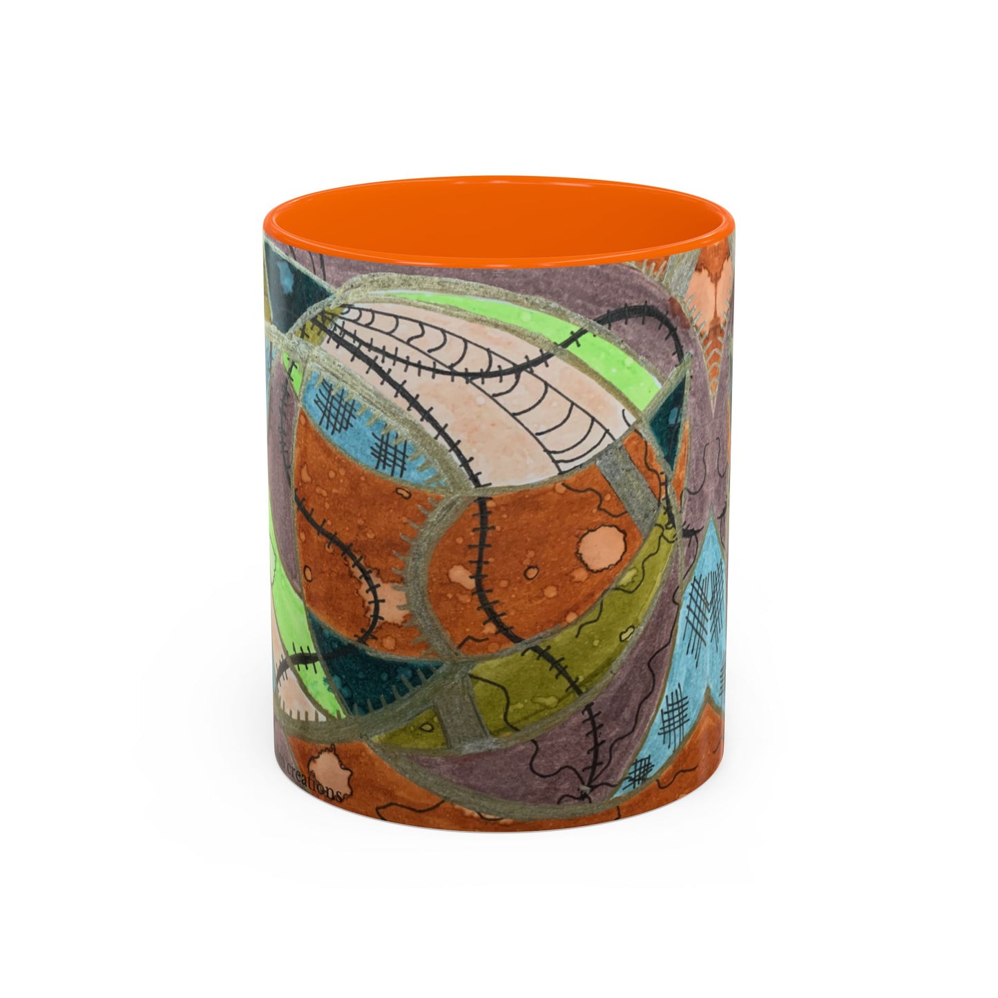 A Stitch in Time Accent Coffee Mug — Colorful Boho Art Ceramic