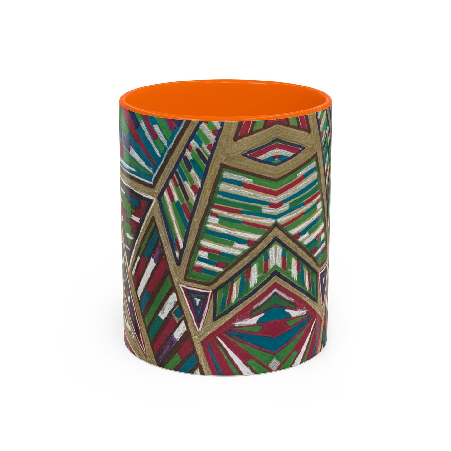 Geometric Abstract Accent Coffee Mug — Colorful Tribal Pattern 11/15oz