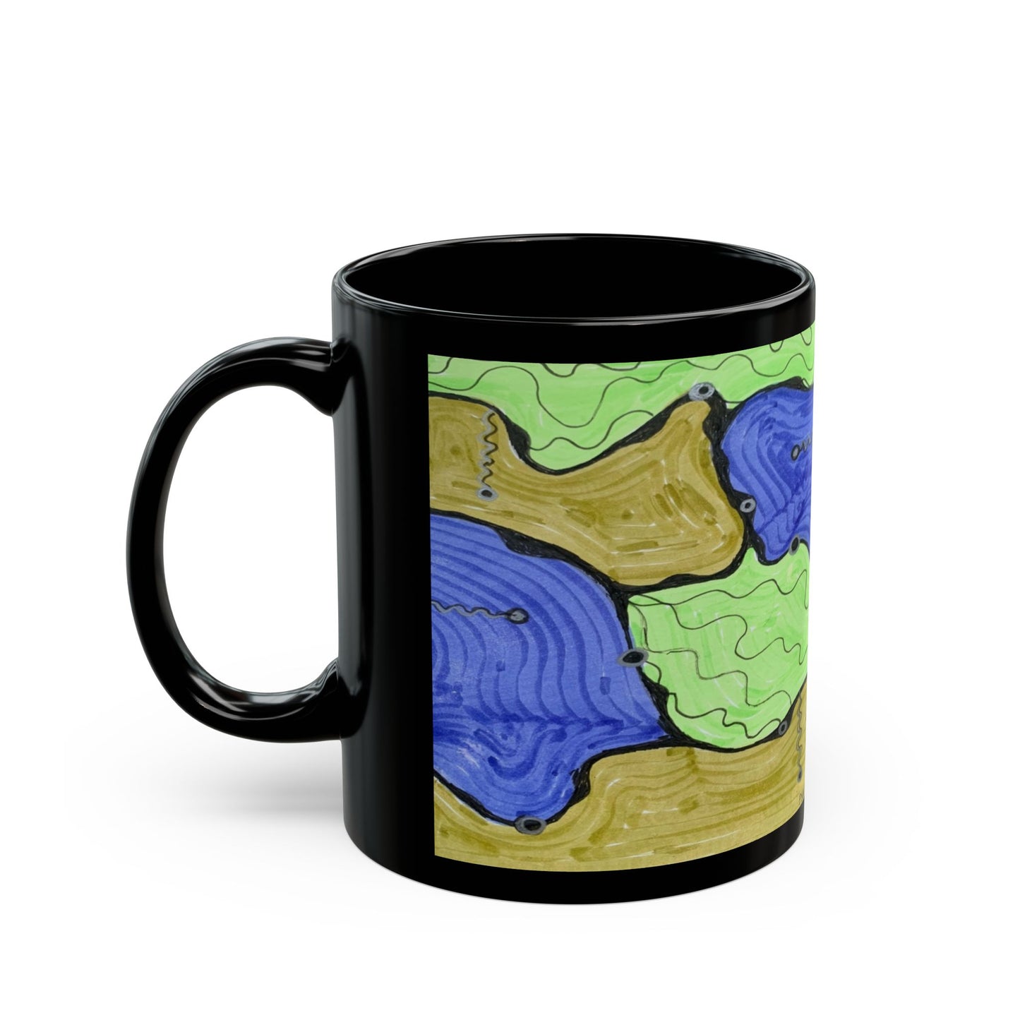 Fluid Abstract Black Mug — Colorful  Oceanic Art Coffee Cup (11oz/15oz)
