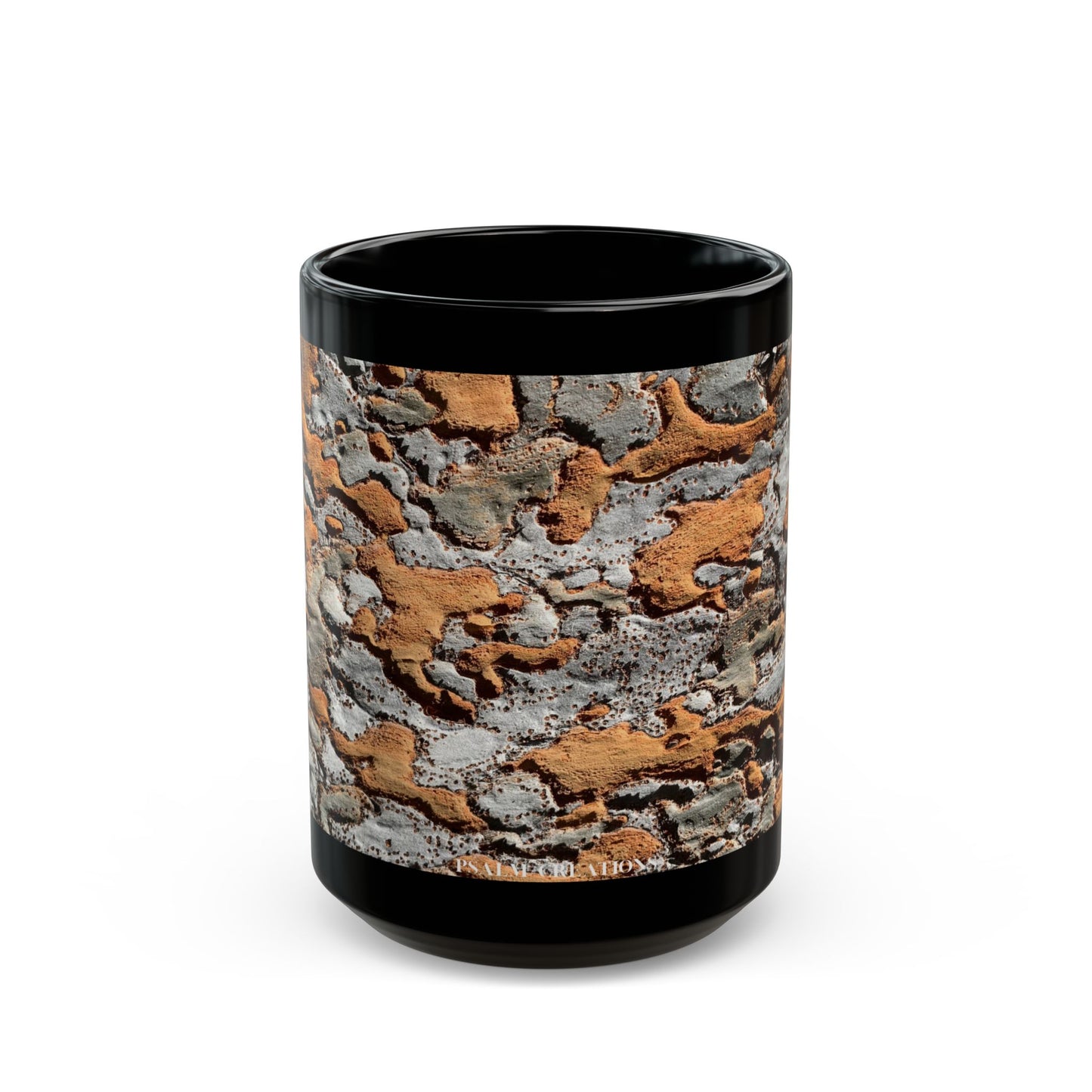 Rustic Birch Bark Pattern Mug — Nature-Inspired Black Ceramic Coffee Cup (11oz/15oz)