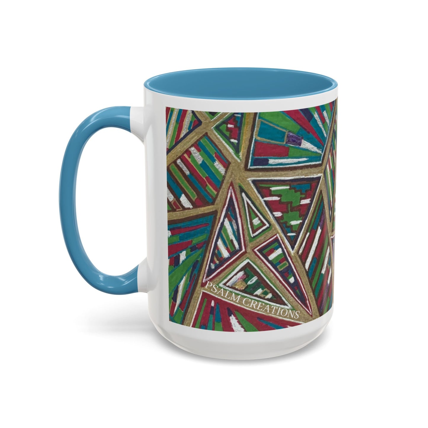 Geometric Abstract Accent Coffee Mug — Colorful Tribal Pattern 11/15oz