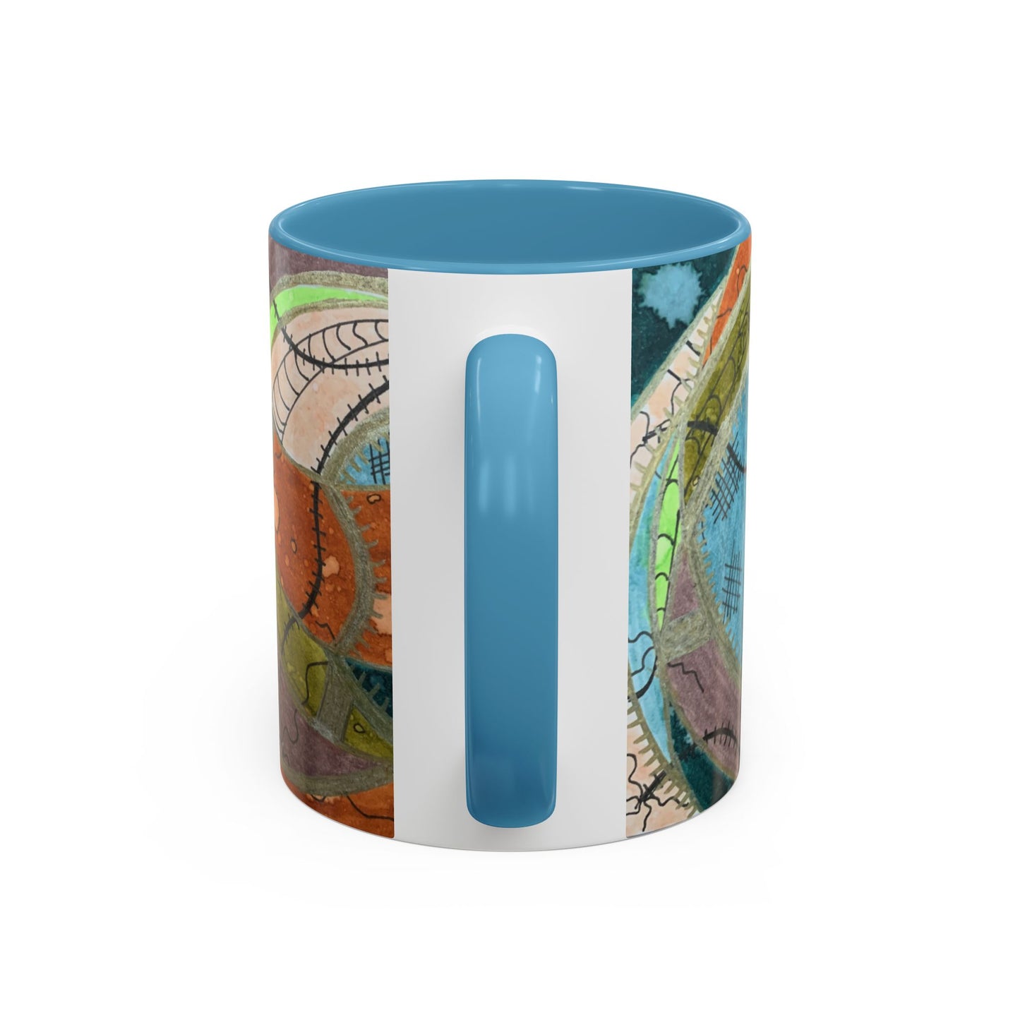 A Stitch in Time Accent Coffee Mug — Colorful Boho Art Ceramic