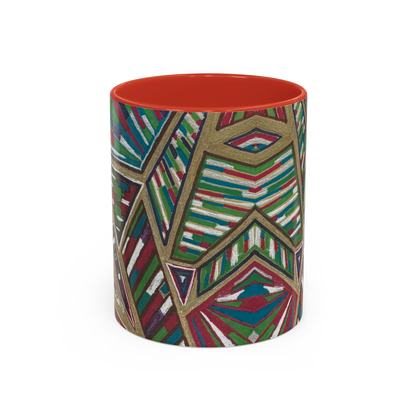 Geometric Abstract Accent Coffee Mug — Colorful Tribal Pattern 11/15oz