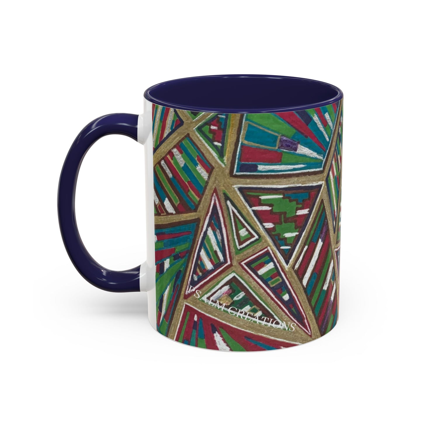 Geometric Abstract Accent Coffee Mug — Colorful Tribal Pattern 11/15oz