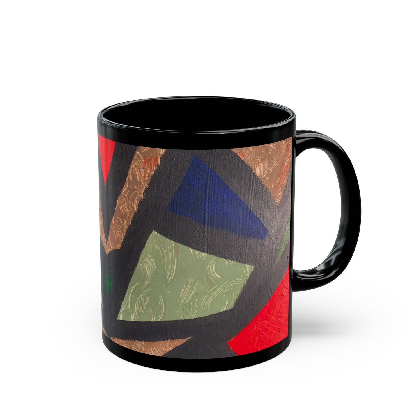 Geometric Tribal Pattern Black Mug — Bold Abstract Art Coffee Cup (11oz/15oz)