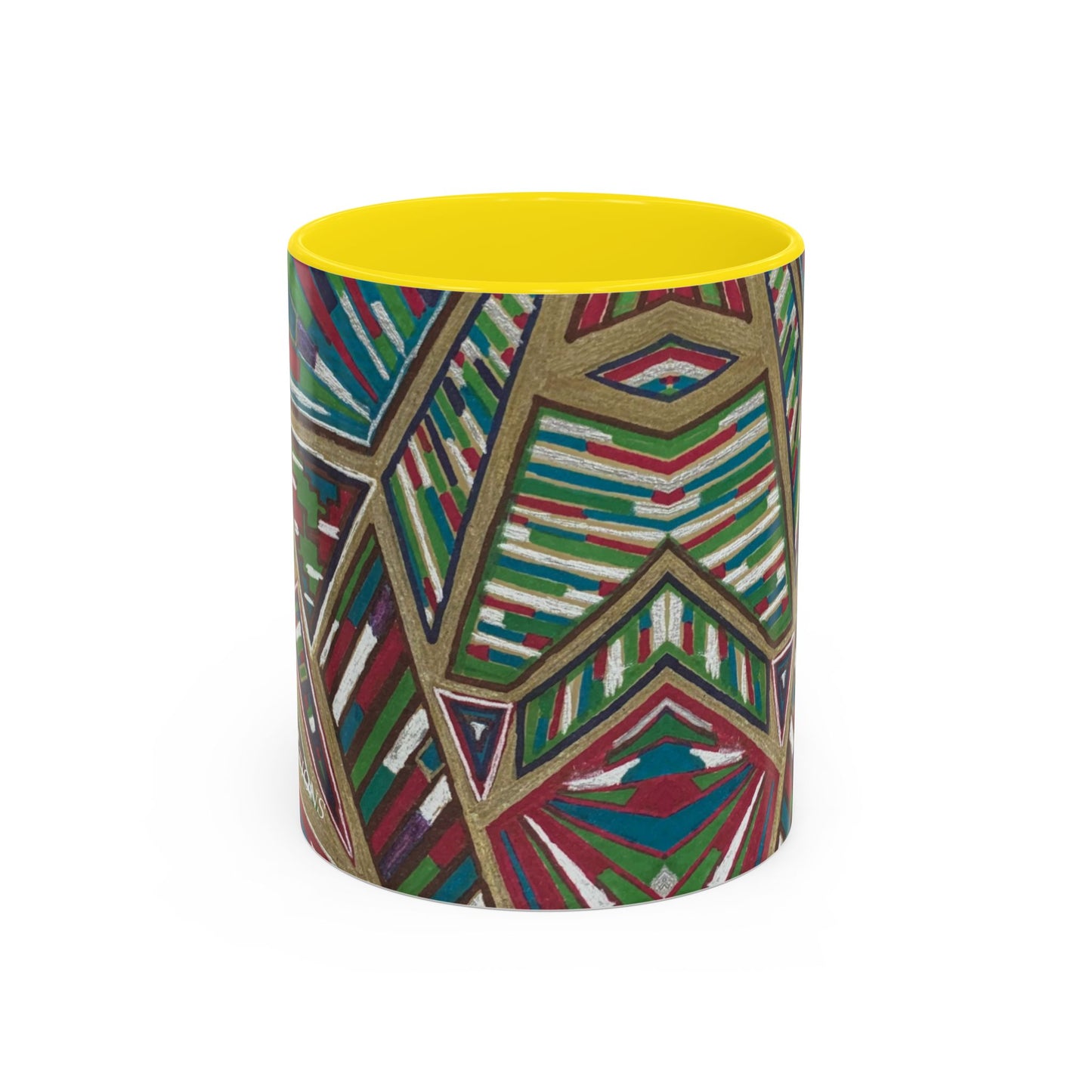 Geometric Abstract Accent Coffee Mug — Colorful Tribal Pattern 11/15oz