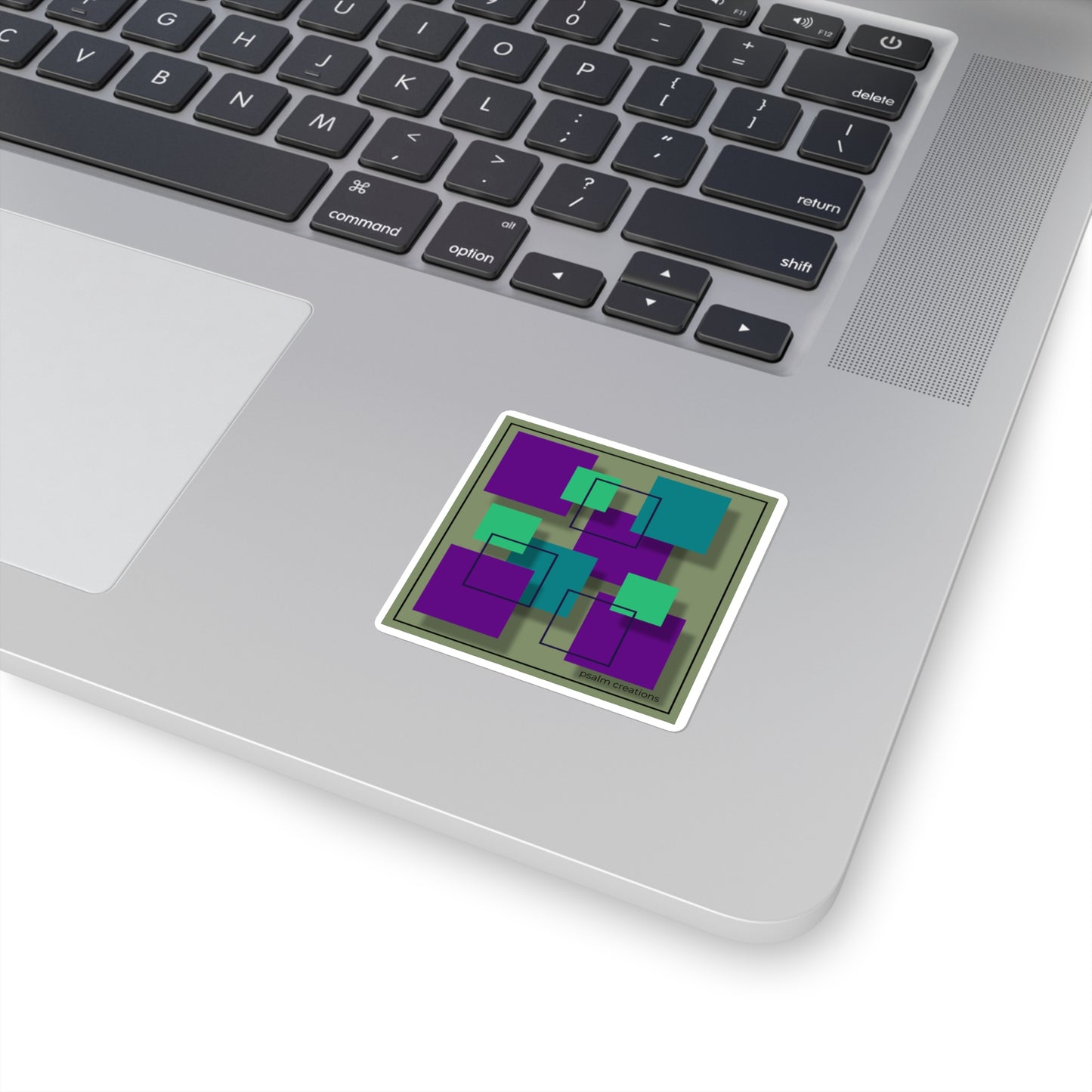 Abstract Geometric Squares Sticker — Purple & Teal Modern Art Vinyl