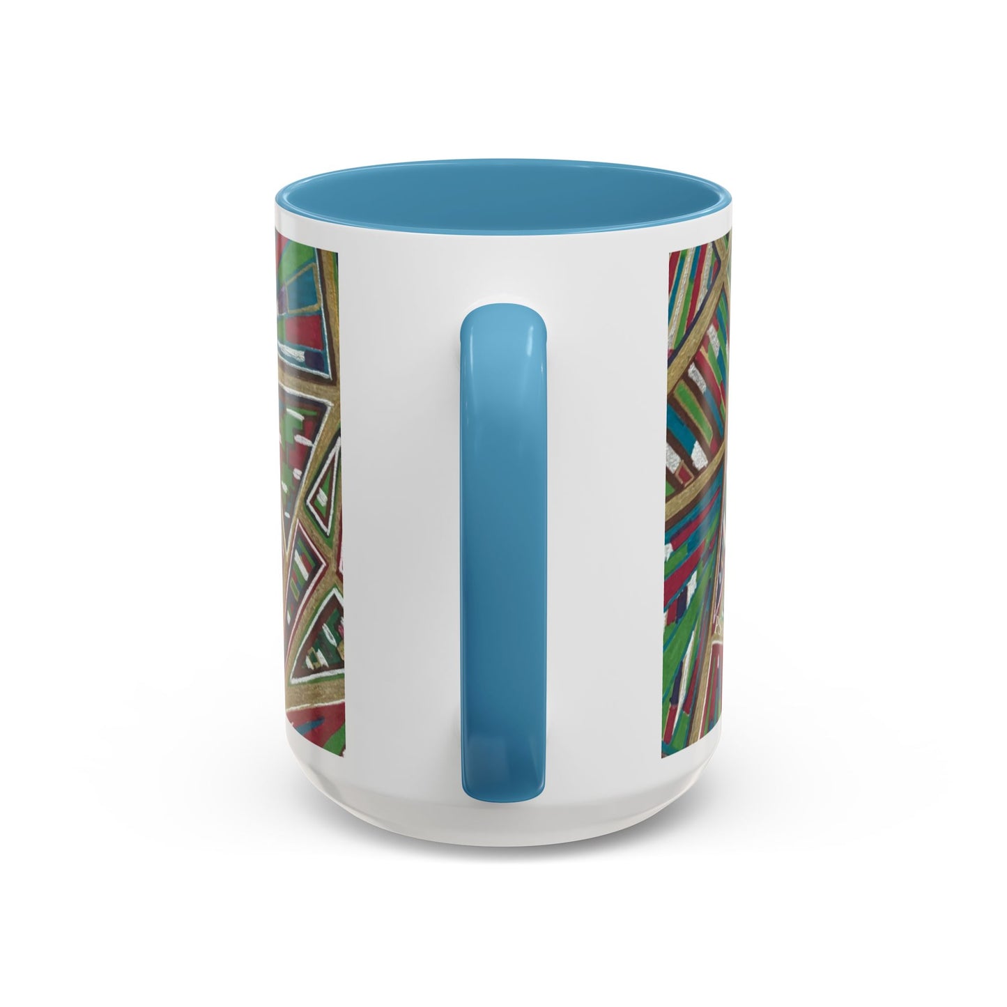 Geometric Abstract Accent Coffee Mug — Colorful Tribal Pattern 11/15oz