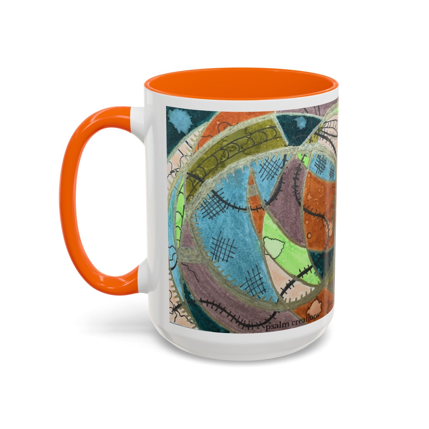 A Stitch in Time Accent Coffee Mug — Colorful Boho Art Ceramic