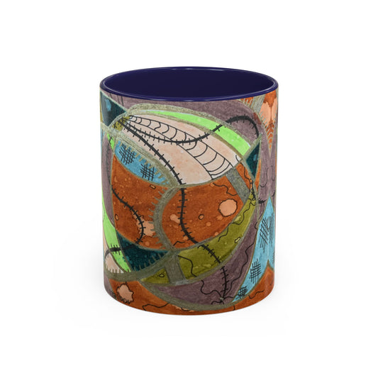 A Stitch in Time Accent Coffee Mug — Colorful Boho Art Ceramic