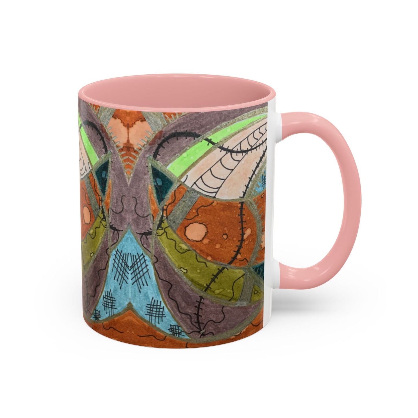 A Stitch in Time Accent Coffee Mug — Colorful Boho Art Ceramic
