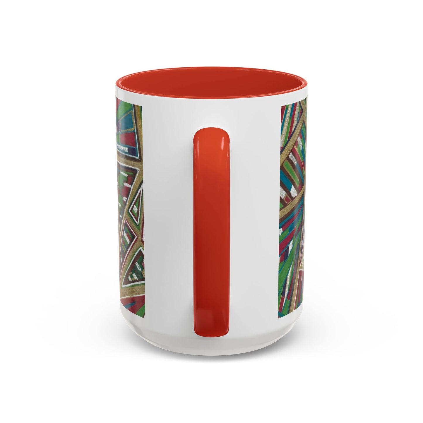 Geometric Abstract Accent Coffee Mug — Colorful Tribal Pattern 11/15oz