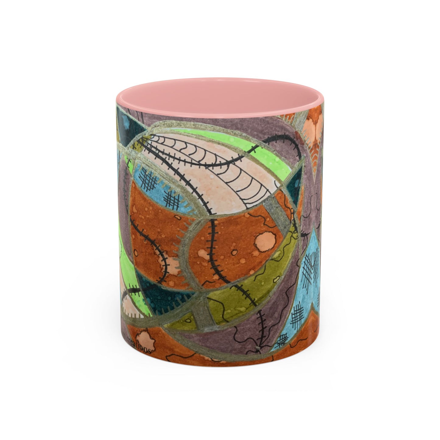 A Stitch in Time Accent Coffee Mug — Colorful Boho Art Ceramic
