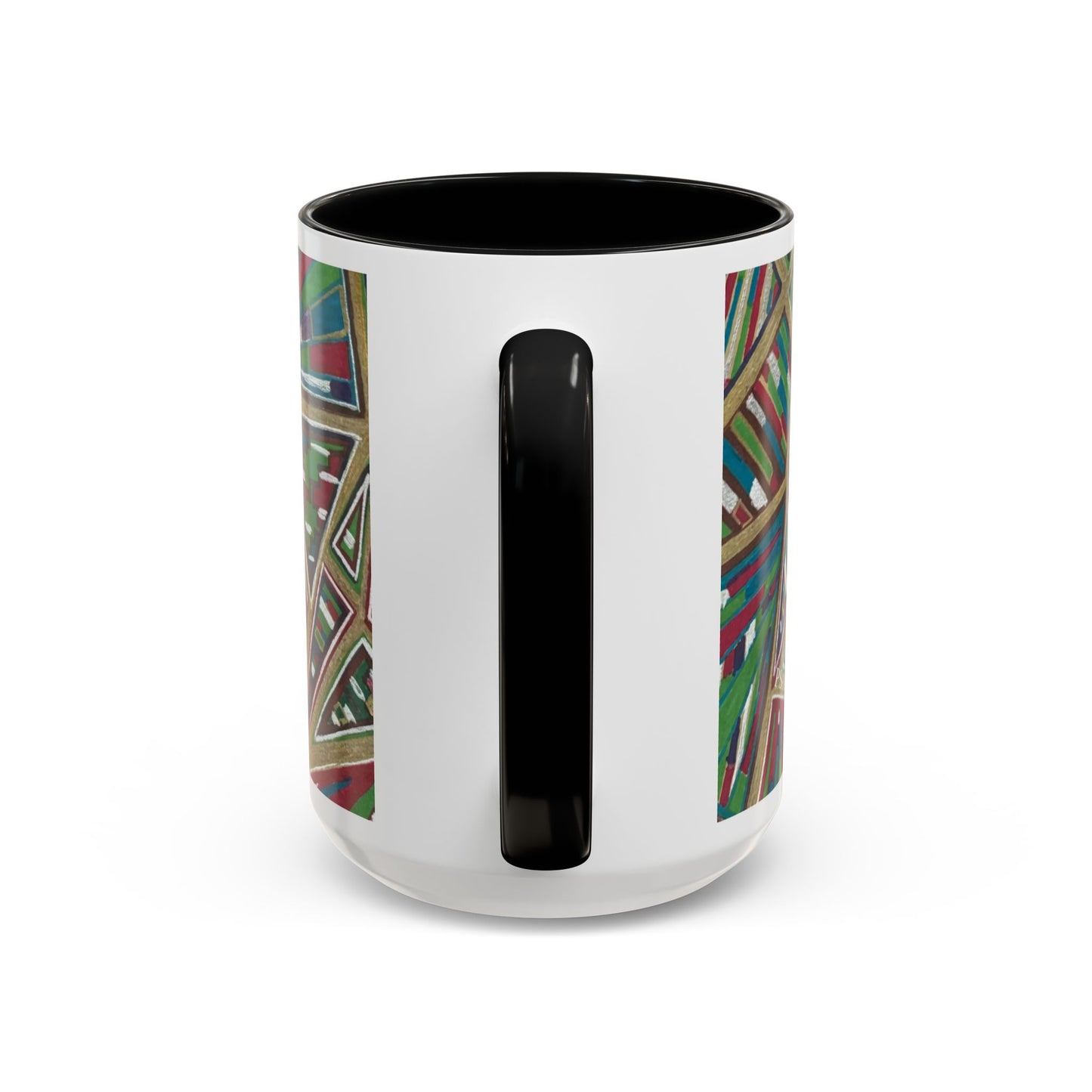 Geometric Abstract Accent Coffee Mug — Colorful Tribal Pattern 11/15oz