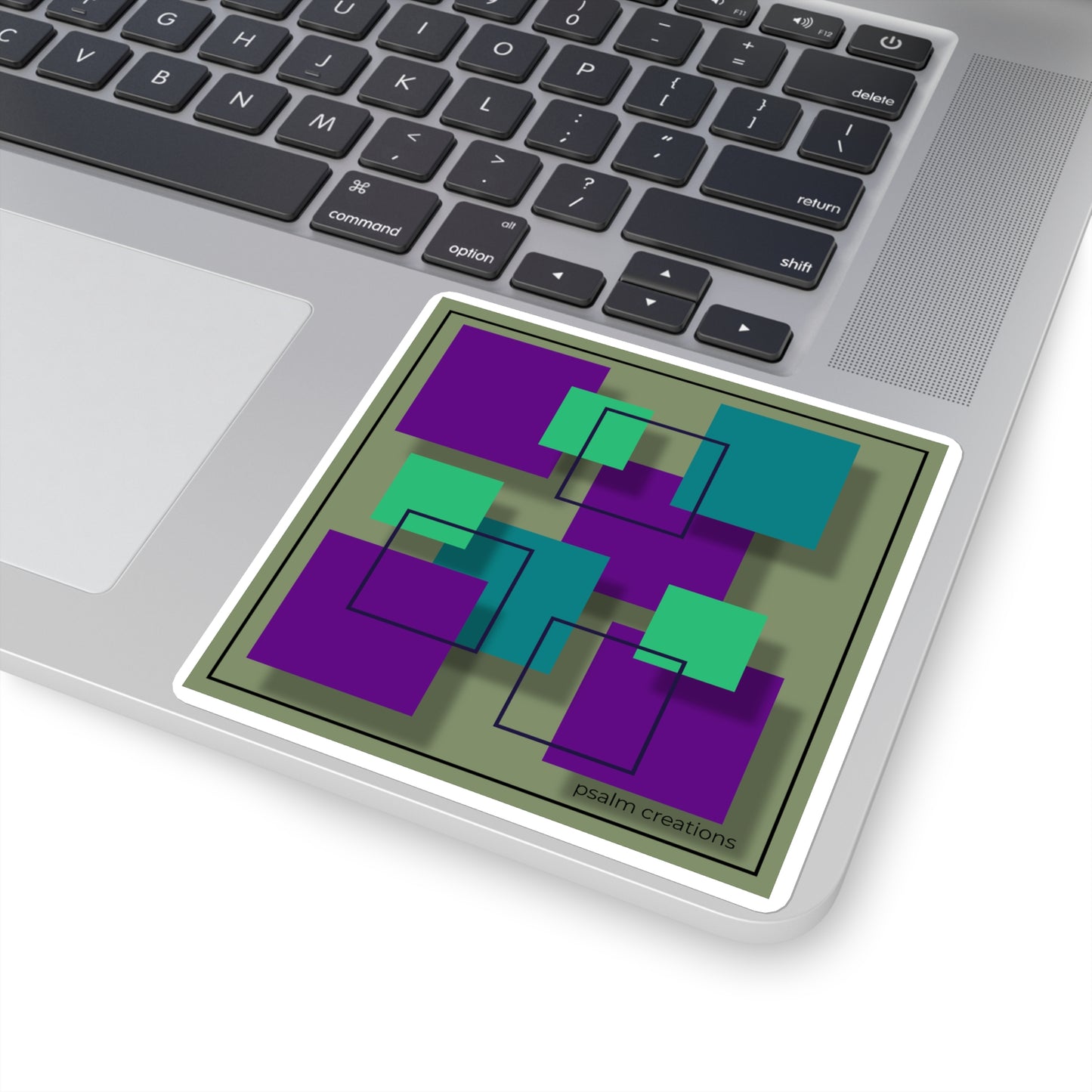 Abstract Geometric Squares Sticker — Purple & Teal Modern Art Vinyl