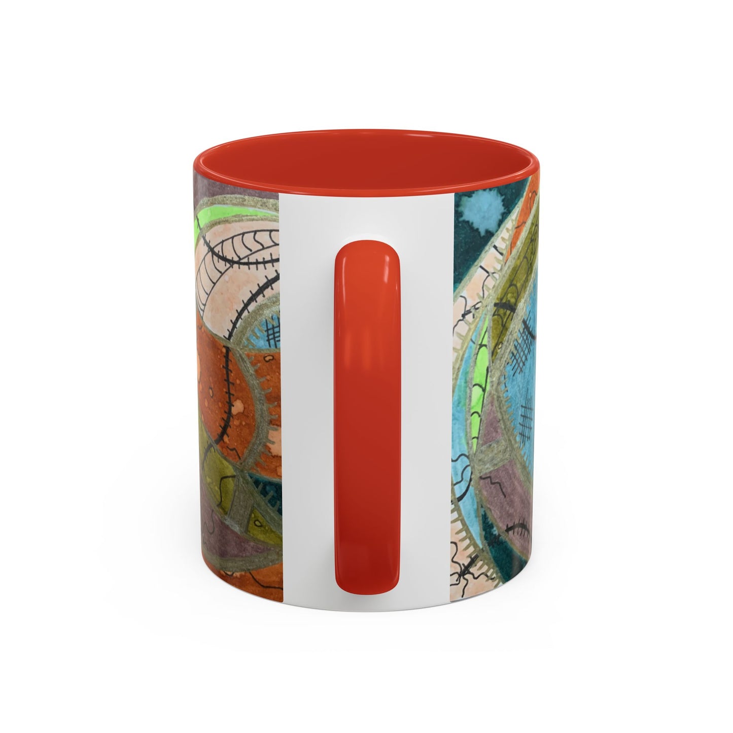 A Stitch in Time Accent Coffee Mug — Colorful Boho Art Ceramic