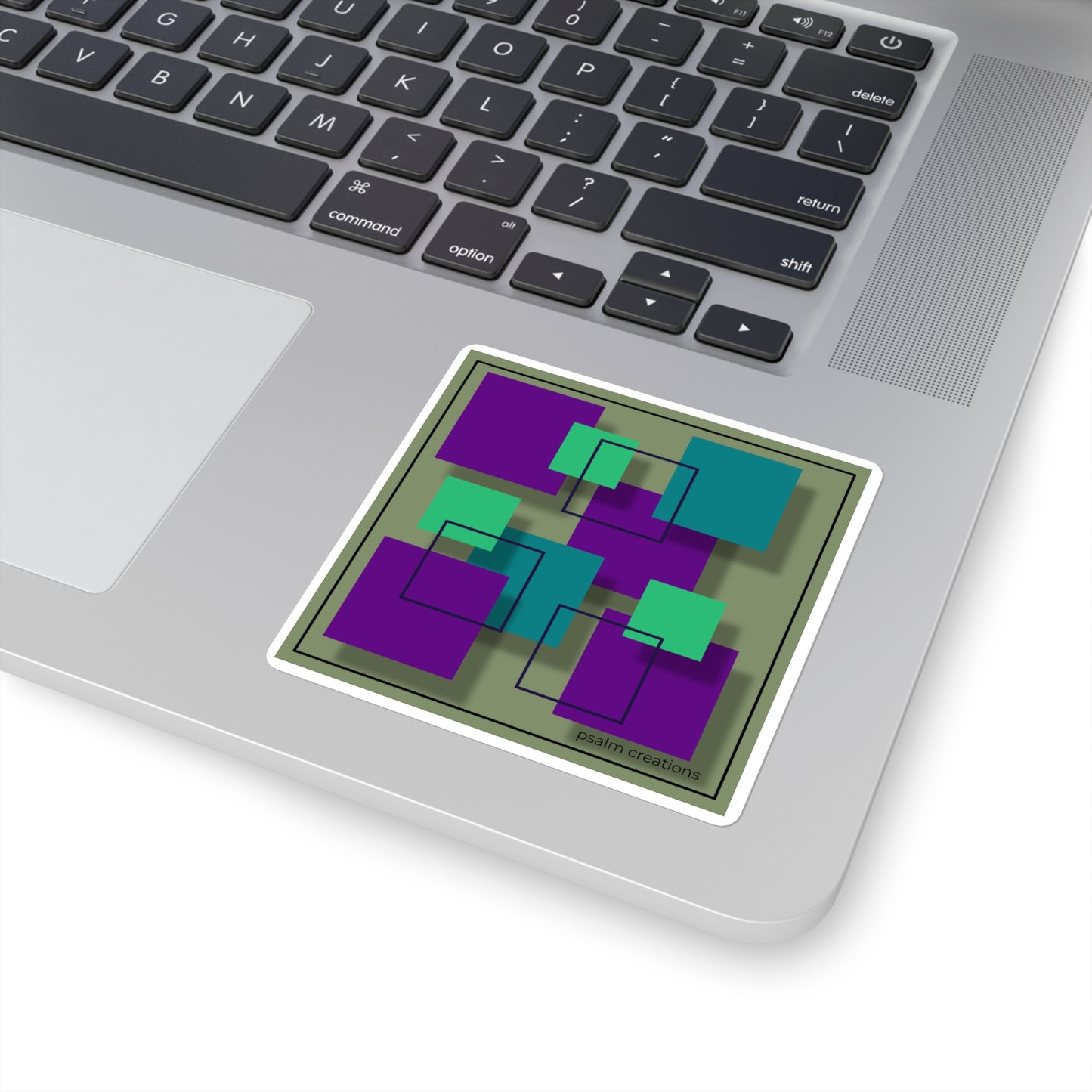 Abstract Geometric Squares Sticker — Purple & Teal Modern Art Vinyl