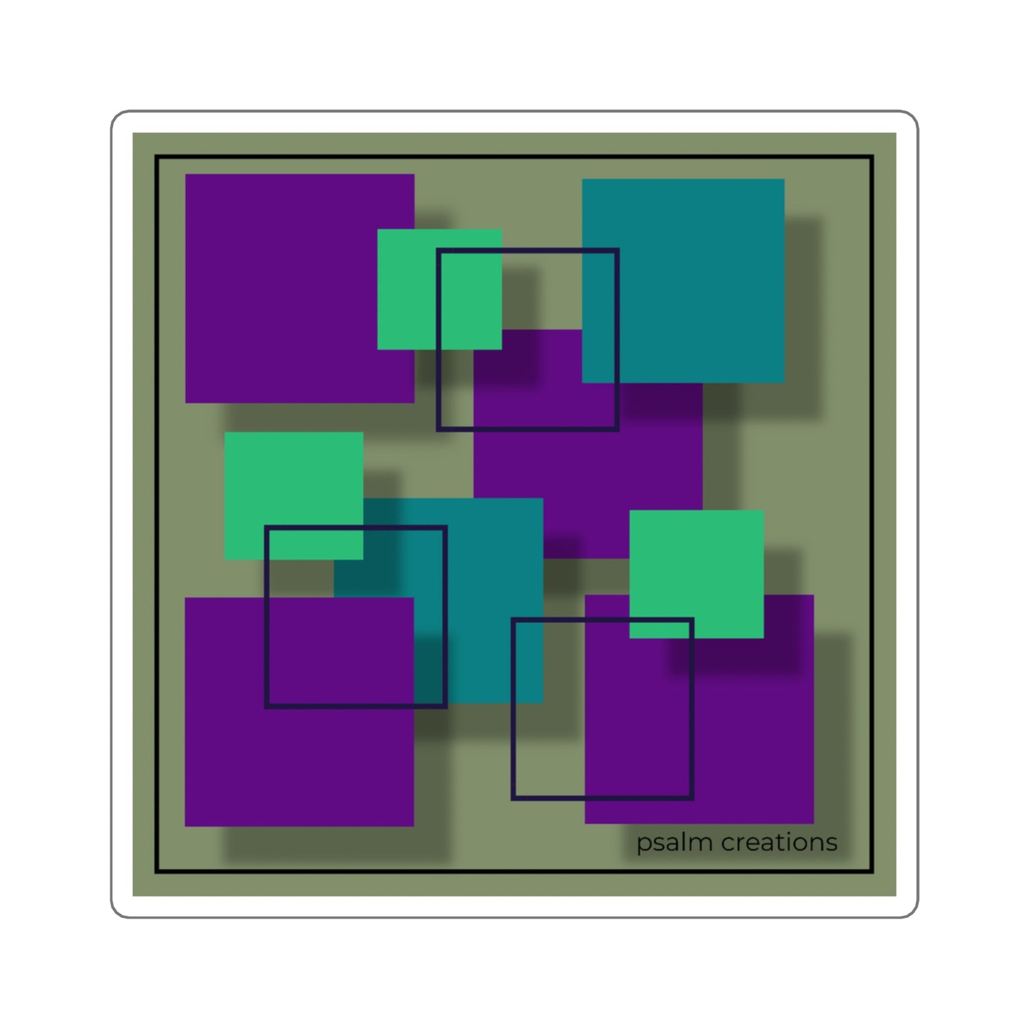 Abstract Geometric Squares Sticker — Purple & Teal Modern Art Vinyl