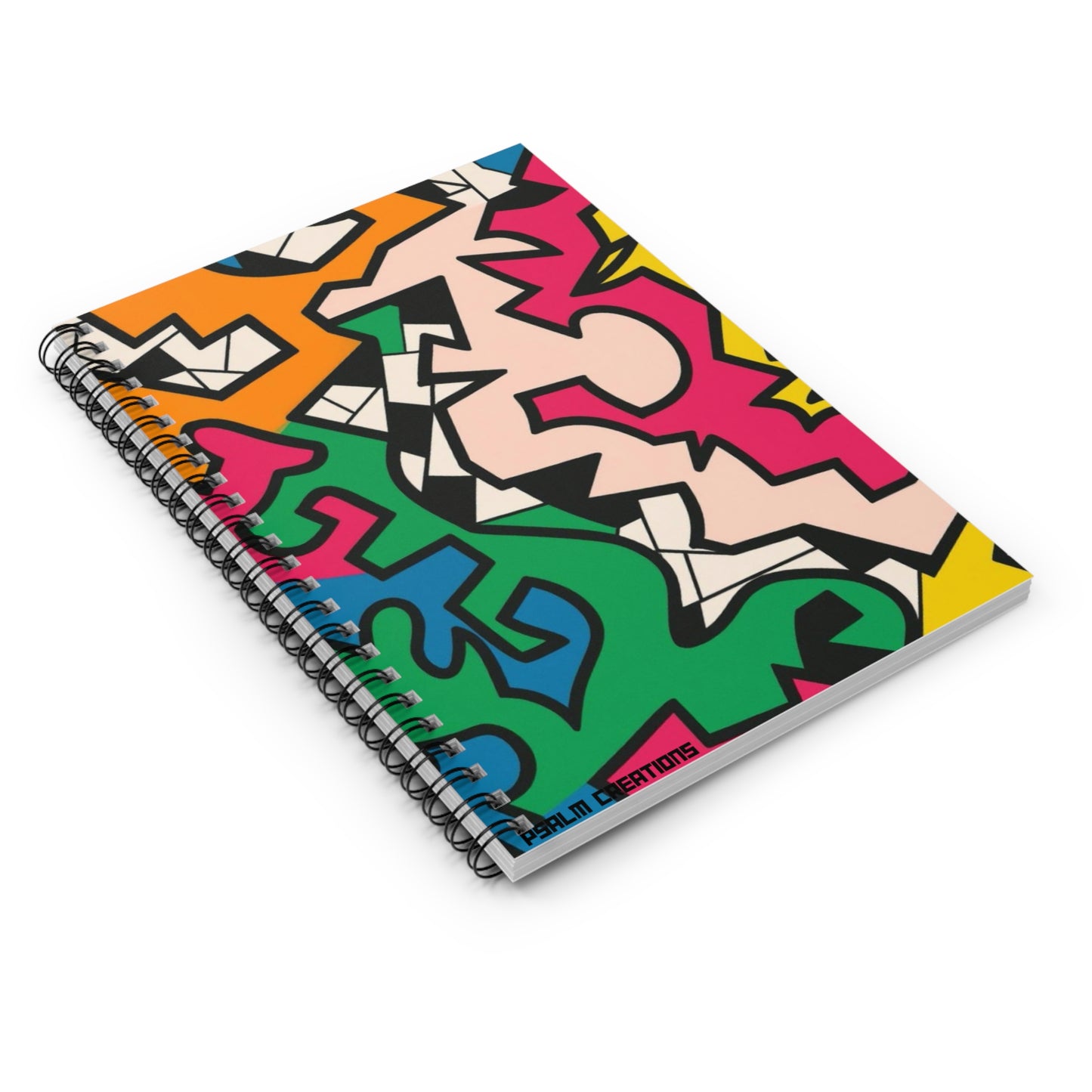 Abstract Pop Art Spiral Notebook — Colorful Graffiti Ruled Journal