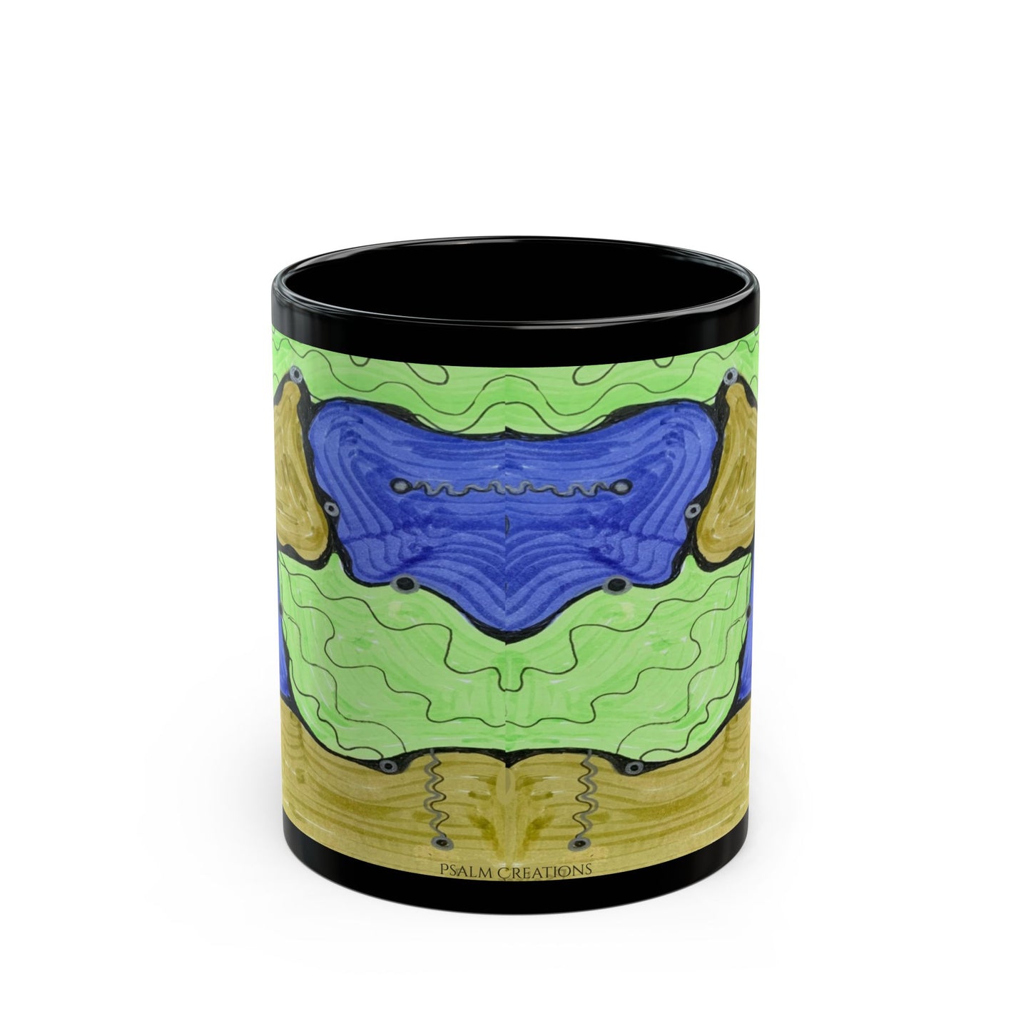 Fluid Abstract Black Mug — Colorful  Oceanic Art Coffee Cup (11oz/15oz)