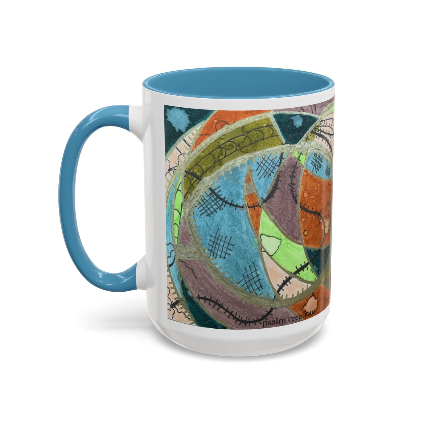 A Stitch in Time Accent Coffee Mug — Colorful Boho Art Ceramic