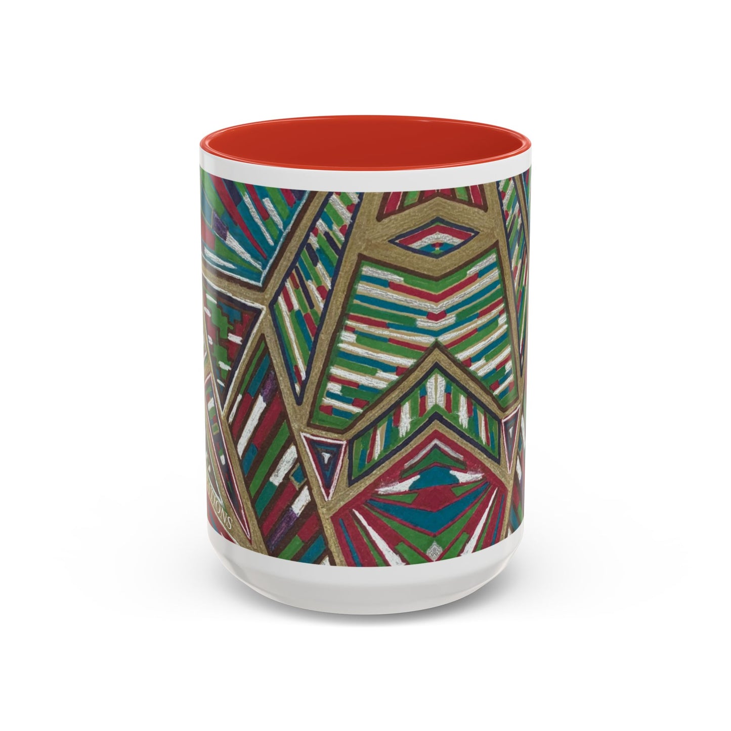 Geometric Abstract Accent Coffee Mug — Colorful Tribal Pattern 11/15oz