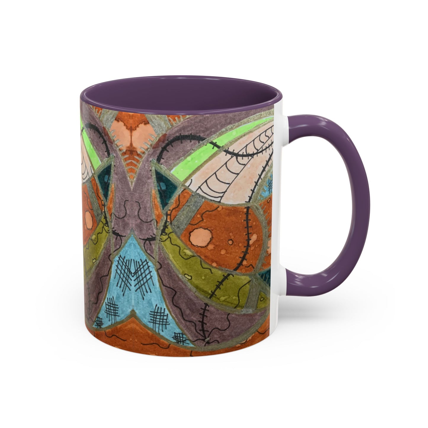 A Stitch in Time Accent Coffee Mug — Colorful Boho Art Ceramic