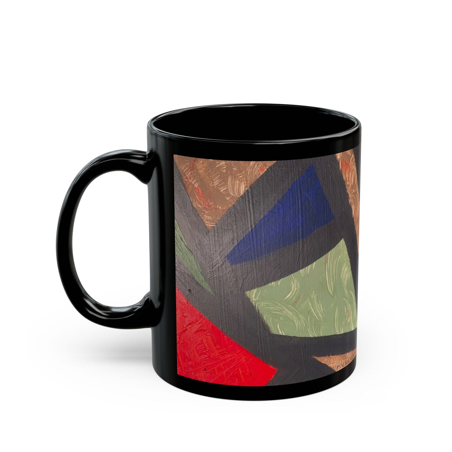 Geometric Tribal Pattern Black Mug — Bold Abstract Art Coffee Cup (11oz/15oz)