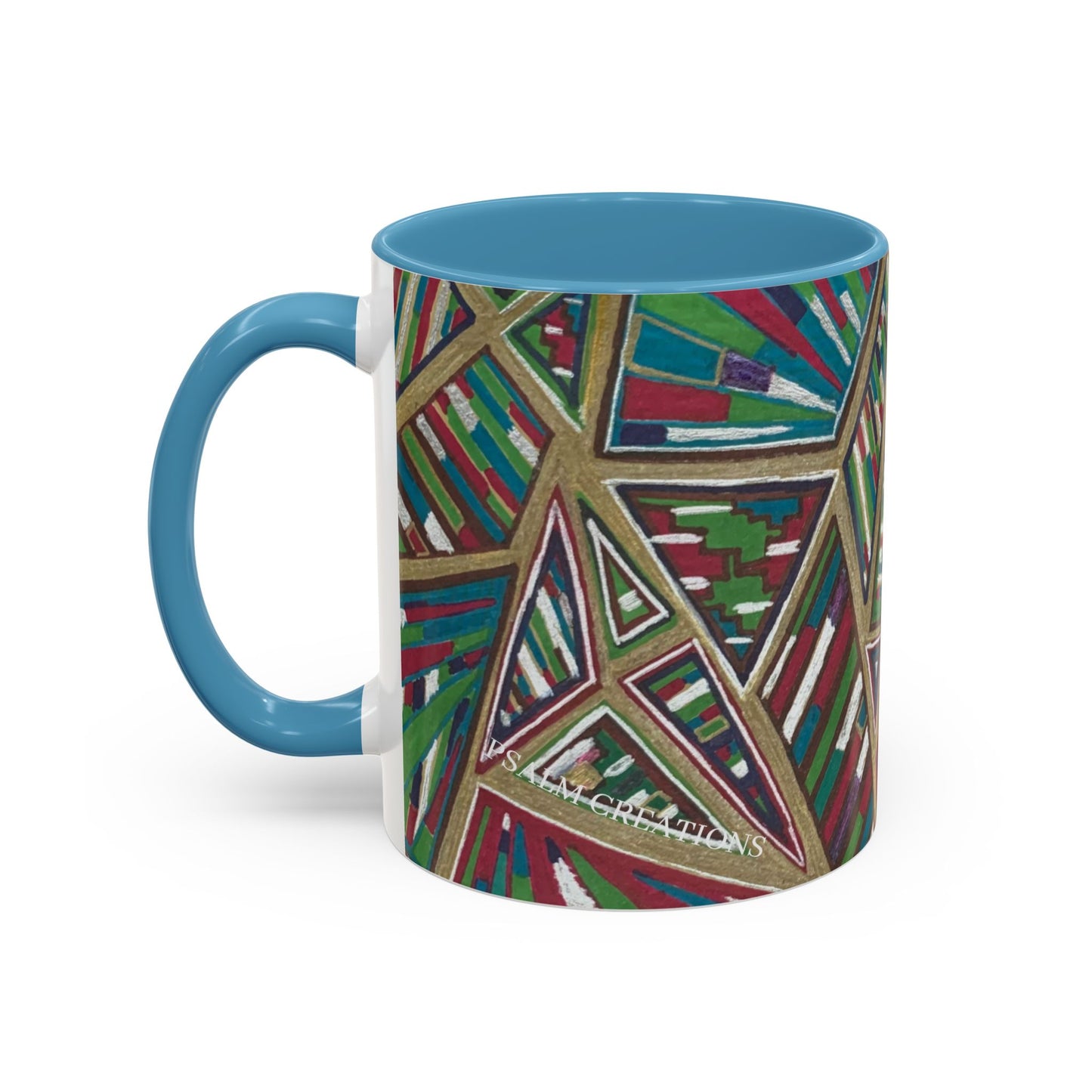 Geometric Abstract Accent Coffee Mug — Colorful Tribal Pattern 11/15oz