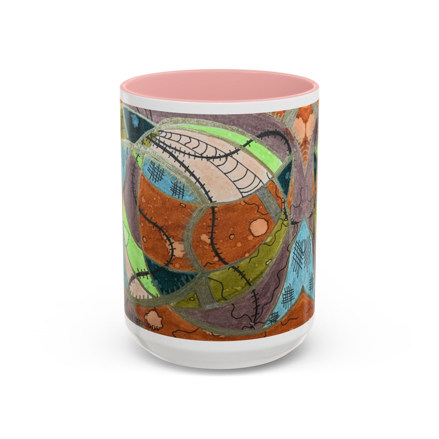 A Stitch in Time Accent Coffee Mug — Colorful Boho Art Ceramic
