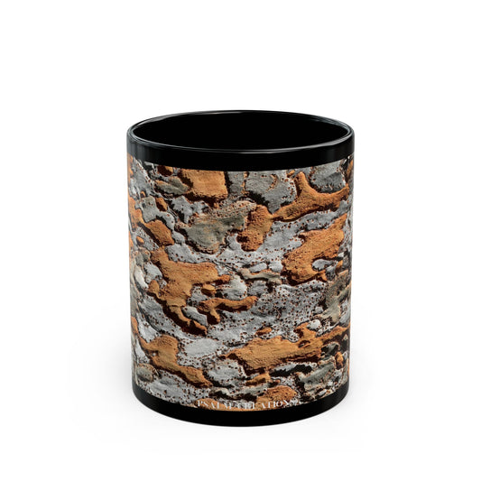 Rustic Birch Bark Pattern Mug — Nature-Inspired Black Ceramic Coffee Cup (11oz/15oz)