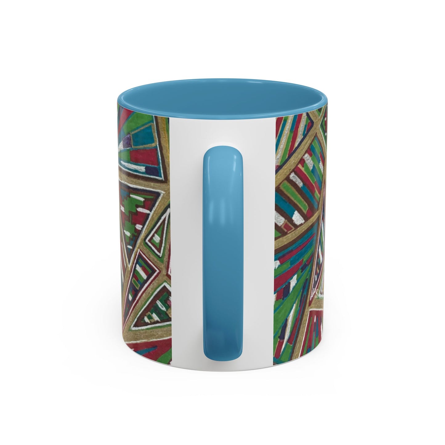 Geometric Abstract Accent Coffee Mug — Colorful Tribal Pattern 11/15oz