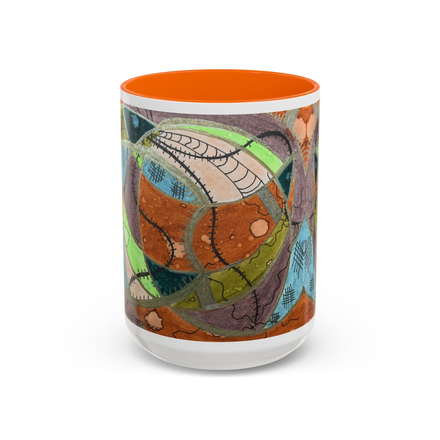 A Stitch in Time Accent Coffee Mug — Colorful Boho Art Ceramic