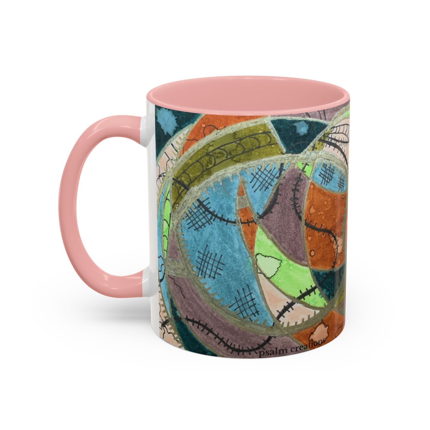 A Stitch in Time Accent Coffee Mug — Colorful Boho Art Ceramic