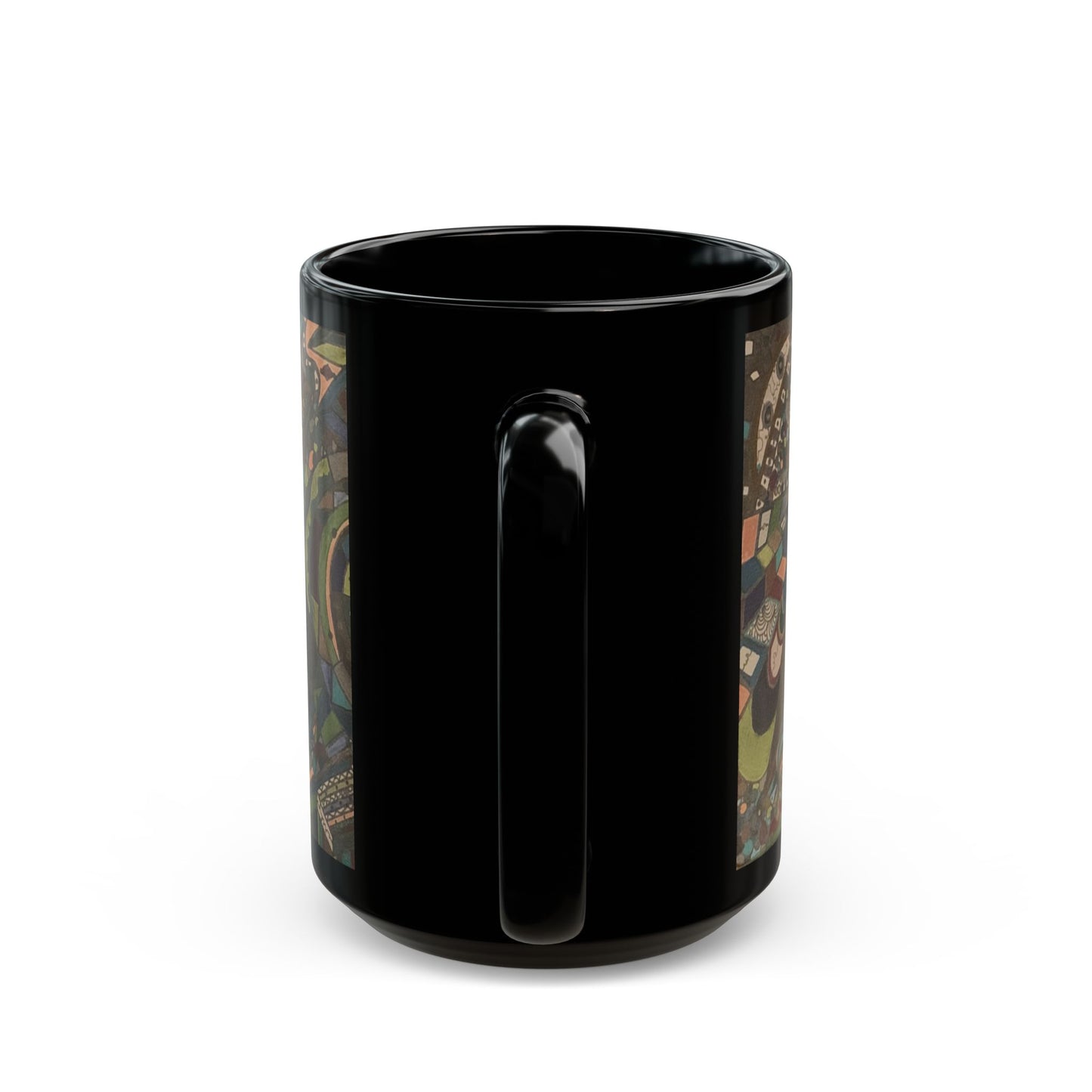 Abstract Boho Pattern Black Coffee Mug – Earthy Geometric Art 11oz/15oz