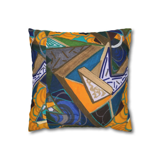Colorful Geometric Decorative Pillow, Cozy Home Accent, Gift for Art Lovers, Unique Throw Cushion, Modern Living Room Decor