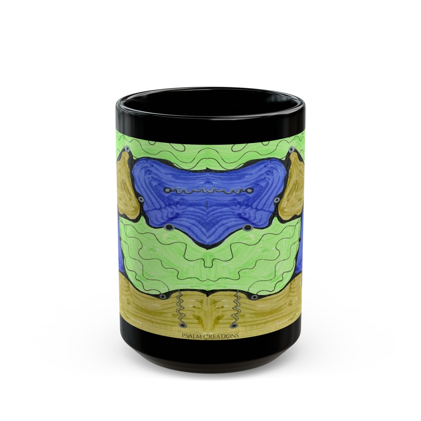 Fluid Abstract Black Mug — Colorful  Oceanic Art Coffee Cup (11oz/15oz)